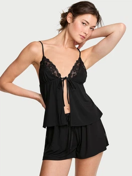 Піжама (майка + шорти) жіноча бавовняна Victoria's Secret 441361880 L Чорна (1161571956)