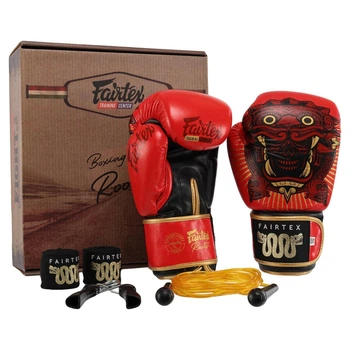 Боксерский набор 4в1 Fairtex Roots 6662 перчатки боксерские + бинты + скакалка + эспандер размер 12 унций Red