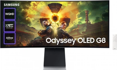 Монитор 34" Samsung Odyssey OLED G8 Silver (LS34DG852SZXUA) -- QD OLED / 0.03 мс / 175Гц / 10-Bit / DCI P3 99.3% / HDR400 True Black / FreeSync Premium / G-SYNC Compatible
