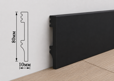 Дюрополімерний плінтус UMI «Чорний» 80×2500×10 мм, арт. UMI8010P-5004-4