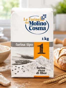 Борошно пшеничне Molino Cosma Farina Tipo 1 (1 кг) професійне італійське тип 1 багате на клітковину з м'якої пшениці для хліба на заквасці піци фокачі чіабати багетів булочок пирогів печива коржів хлібобулочних виробів пекарні піцерії HoReCa