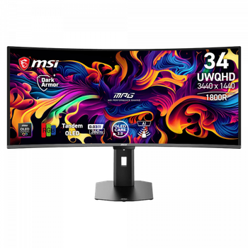 MSI Монітор qd-oled 34" uwqhd (3440 x 1440) Curved 180 0r 0.03ms 360Hz 178/178 2HDMI/DP/TypeC98W mpg 341cqr qd-oled x36