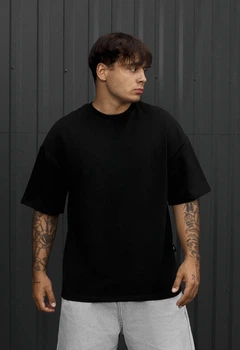 Чоловіча Футболка Стаф Чорна Однотонна Оверсайз Staff Black Oversize Premium S (402672)