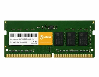 Пам'ять SO-DIMM, DDR5, 16Gb, 5600 MHz, Atria, 1.1V, CL46 (UAT55600CL46SK1/16)