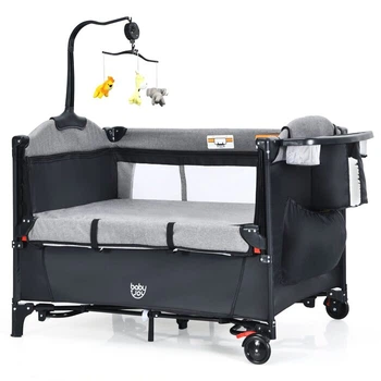 Мобіль для дитячого ліжечка GOPLUS Baby Travel Cot 125 x 65 x 78 см чорний