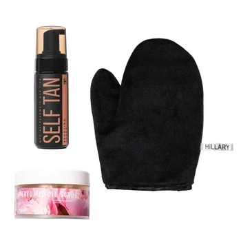 Набор для загара тела + Скраб для тела Perfumed Oil Scrub Flowers Hillary