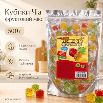 Желейні цукерки Кубики Чіа фруктовий мікс Candy Crafters 500 г