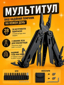 Мультитул Multi Tool MQ071 универсальный многофункциональный мультиинструмент Карманный нож туристический стальной инструмент с битами и 2 лезвиями 548854527