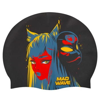 Шапочка для плавания силиконовая юниорская Mad Swim 057425 Black-Multicolor