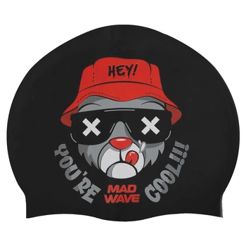 Шапочка для плавания силиконовая юниорская Mad Swim 057414 Black-Red