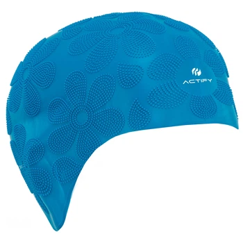 Шапочка для плавания на длинные волосы SP-Sport Actify Flower 0785 Deep Blue