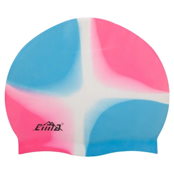 Шапочка для плавания двухцветная силиконовая взрослая Cima 8683 Pink-Blue-White