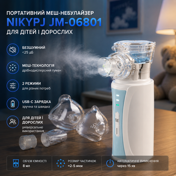 Портативный меш-небулайзер NIKYPJ JM-06801, бесшумный