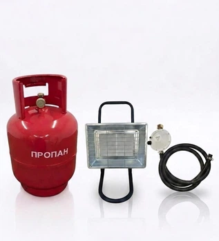 Комплект Газовый обогреватель Nurgaz Kamp Soba 3.5 кВт NG-310-P на ножке с Баллоном 12л с ветрозащитой