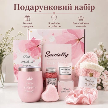 Подарочный набор Lesko Spa Gift Basket Set 06 из 7 предметов Pink термостакан мыло соль для ванны свеча