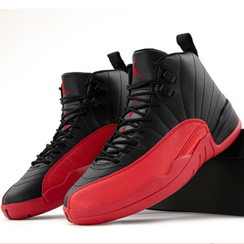 Кросівки чоловічі Ni Air Jord 12 Black Red / Най аir Джор 12 чорні з червоним високі 40