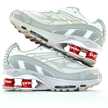 Кроссовки мужские и женские Ni Shox Ride 2 Supreme White Red / Най Шокс белые с красным 38