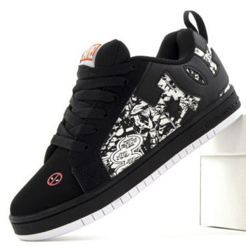 Кроссовки мужские и женские DC Shoes Court Graffik «Marvel / ДС Шуз черные с белым 44