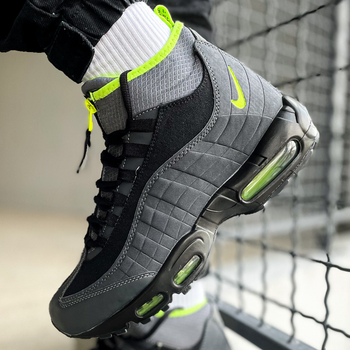 Кроссовки мужские зимние Ni Air Max Sneakerboots 95 Black Volt / Най аир макс Сникербутс 95 черные 44
