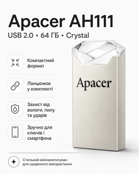 Флеш-накопичувач Apacer USB 2.0 AH111 (64ГБ \ Crystal)