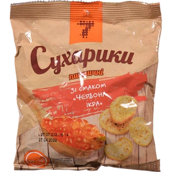 Сухарики "7" пшеничні зі смаком червоної ікри 90 г