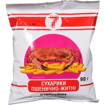 Сухарики "7" пшенично-житні зі смаком краба 90 г