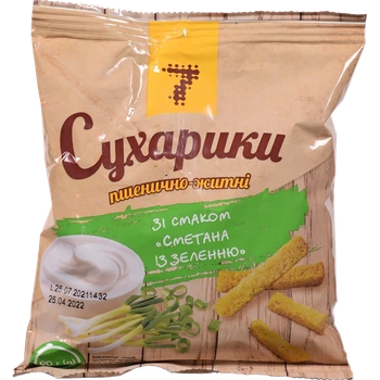 Сухарики "7" пшенично-житні зі смаком сметани із зеленню 90 г