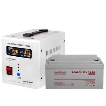 Комплект резервного живлення для котла LP (LogicPower) ДБЖ + батарея гелю (UPS 500VA + АКБ GL 780W)