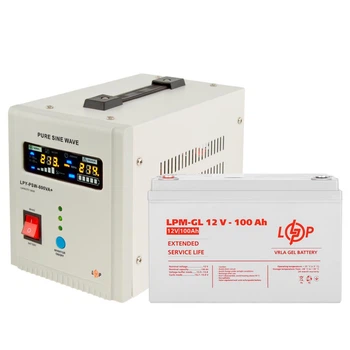 Комплект резервного живлення для котла та теплої підлоги LP (LogicPower) ДБЖ + гелева батарея (UPS 800VA + АКБ GL 1400W)