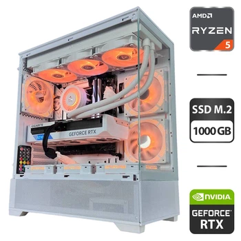 Збірка під замовлення: ігровий ПК GameMax Vista AW White Tower / AMD Ryzen 5 7500F (6 (12) ядер по 3.7 - 5.0 GHz) / 32 GB DDR5 / 1000 GB SSD M.2 / nVidia GeForce RTX 4070 Super, 12 GB GDDR6X, 192-bit / 750W