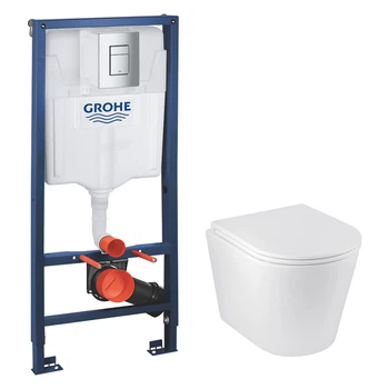 Комплект 4 в 1: Інсталяція Grohe Rapid SL 3 в 1 38772001 + Унітаз безобідковий Kroner Armada WHI513636 TORNADO (38772001KA51T)