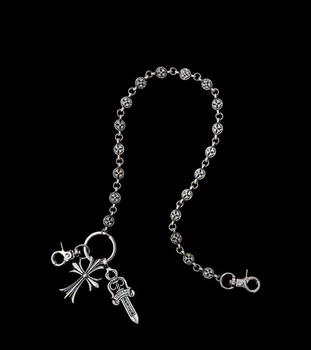 Ланцюжок з хрестом та мечем на джинси сумку Chrome Hearts style сріблястий панк хіп-хоп стрітвер готика Y2K 45 см