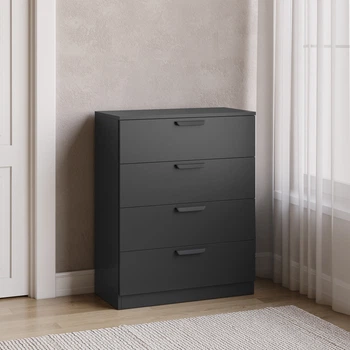 Комод на 4 ящика для спальни, гостиной и прихожей, ЛДСП, 71×35×90 см Антрацит