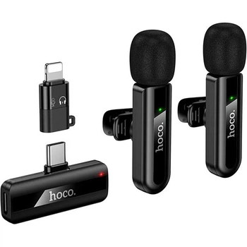 Микрофонная радиосистема Hoco L20A Lightning/USB-C Black (6942007655507) [171194]