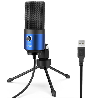 USB микрофон FIFINE K669 Blue для ПК, конденсаторный микрофон для записи вокала, стримов, подкастов и озвучки, синий