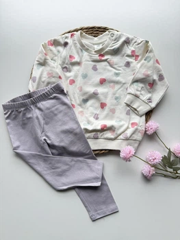 Костюм детский H&M белый в сердечко с лосинами 86 см