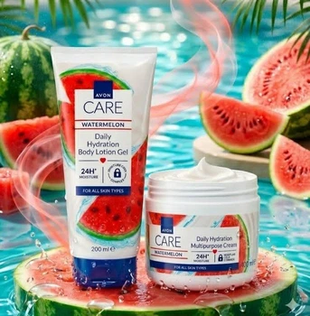 Набір Avon Care Кавун Лосьйон-гель для тіла 200 мл + Мультифункціональний крем для обличчя, рук і тіла 400 мл