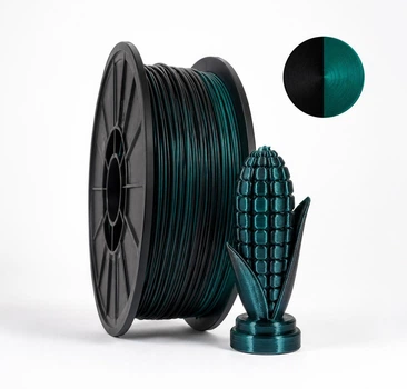 PLA филамент двухцветный Pochatok Filament Черный- Бирюзово-зеленый Metallic 0,75 кг, 1,75 мм