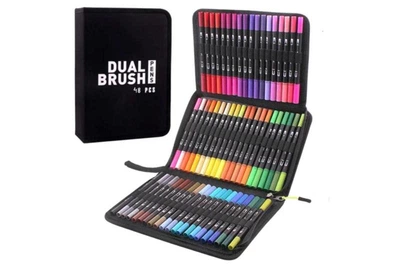 Набор двухсторонних акварельных маркеров на водной основе 48 шт в пенале Dual Brush (48 PCS)