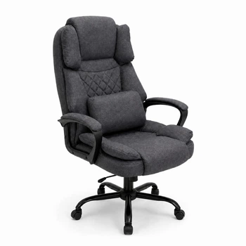 Кресло компьютерное FC-117-2 DEXON MAX из ткани, с поясничной подушкой, механизм качания TILT, Темно-серый