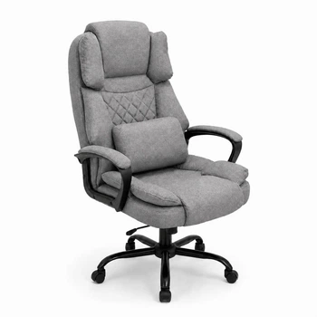 Кресло компьютерное FC-117-2 DEXON MAX из ткани, с поясничной подушкой, механизм качания TILT, Серый