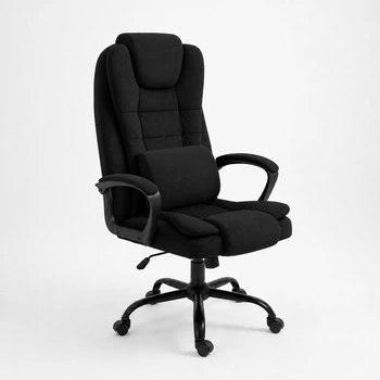 Кресло компьютерное FC-04-2 DEXON DELTA из ткани, с поясничной подушкой, механизм качания TILT, Черный