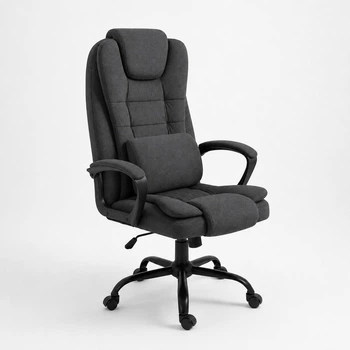 Кресло компьютерное FC-04-2 DEXON DELTA из ткани, с поясничной подушкой, механизм качания TILT, Темно-серый