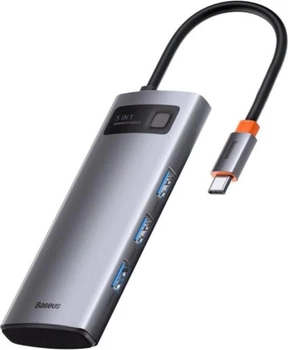 Док-станция Baseus Metal Gleam Series 5-in-1 Multifunctional Type-C HUB Docking Station Space Gray (CAHUB-CX0G)