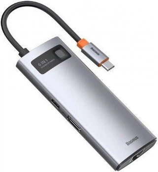 Док-станция Baseus Metal Gleam Series 6-in-1 Multifunctional Type-C HUB Docking Station (CAHUB-CW0G)