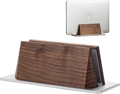 Вертикальная подставка для ноутбука Muso Wood из натурального ореха и алюминия, регулируемая 1.4-3 см, универсальная