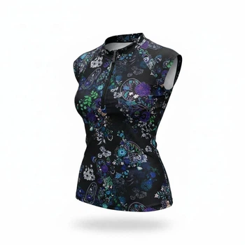 Топ для плавания Ellenny Swim женский UV защита устойчивый к хлору для серфинга черный цветочный M (EllennyBBTop)