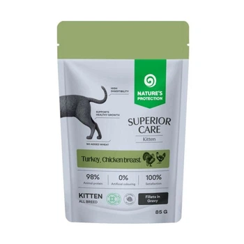 Влажный беззерновой корм Nature's Protection Superior Care Kitten для котят, филе в соусе с индейкой и куриной грудкой, 85 г