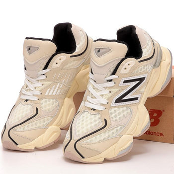 Кроссовки женские и мужские N Bal 9060 Cream Black Silver / Нью Беланс 9060 кремовые бежевые 37