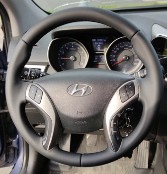 Чехол-Оплетка на руль из натуральной кожи для Hyundai Elantra MD